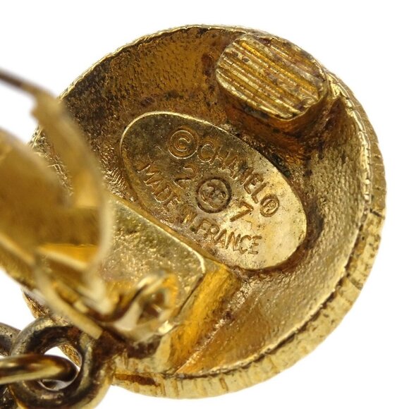 Chanel Dangle Hoop Earrings Clip-On Gold 27 18956 - Picture 4 of 5